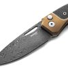 LionSTEEL Twain Button Lock Damascus Folding Knife Bronze Titanium