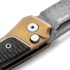 LionSTEEL Twain Button Lock Damascus Folding Knife Bronze Titanium