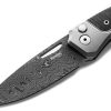 LionSTEEL Twain Button Lock Damascus Gray Titanium Folding Knife