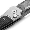LionSTEEL Twain Button Lock Damascus Gray Titanium Folding Knife