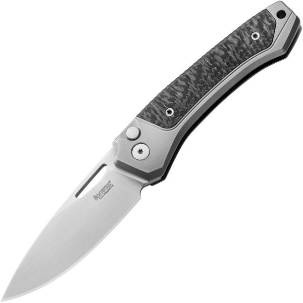 LionSTEEL Twain Button Lock Folding Knife CPM MagnaCut Gray CF