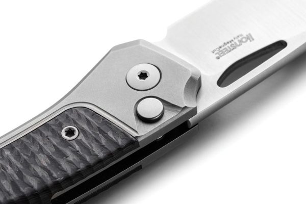 LionSTEEL Twain Button Lock Folding Knife CPM MagnaCut Gray CF