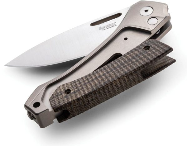 LionSTEEL Twain Button Lock Folding Knife CPM MagnaCut Gray CF