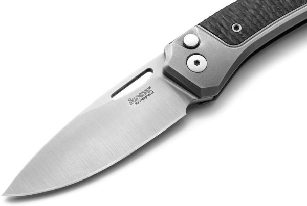 LionSTEEL Twain Button Lock Folding Knife CPM MagnaCut Gray CF