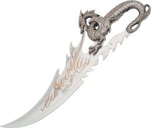 Fire Dragon Fantasy Knife 11.38" Stainless Blade Cast Metal Handle