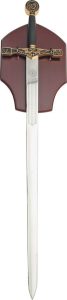 Excalibur Sword 35" Stainless Steel Blade Gold Cast Handle Display