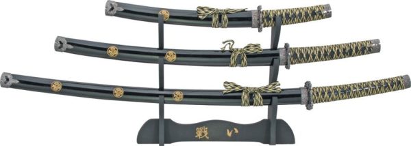 M3279.jpg Miscellaneous Three Piece Sword Set Black Gold