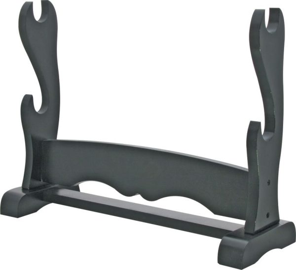 Double Sword Stand Wood Display - Black Finish