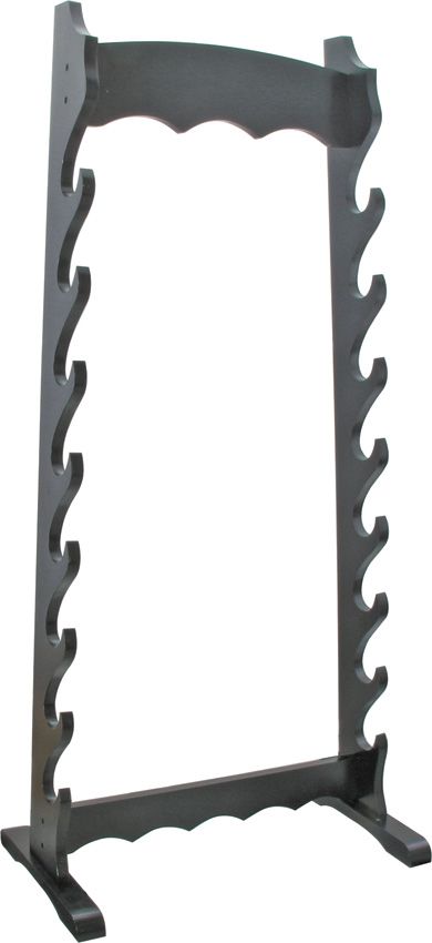 8 Tier Sword Stand Black Wood Display Rack Holds 8 Swords