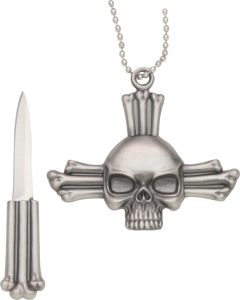 Skull Neck Knife Pendant Stainless Blade