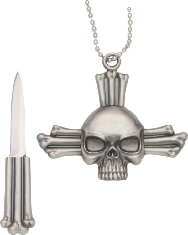 Skull Neck Knife Pendant Stainless Blade