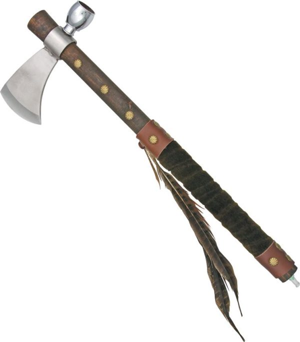 Indian Tomahawk Pipe Stainless Steel Fur Wrapped 18" Handle