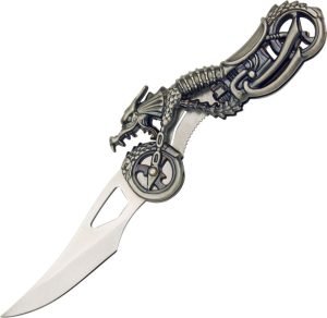 Miscellaneous Dragon Motorcycle Folder - Antique Silver