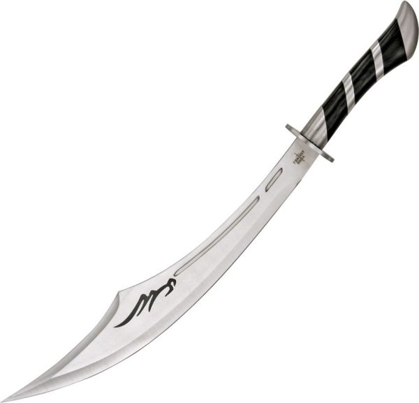 Fantasy Fixed Blade Knife 17.25" Stainless Upswept Black Wood Handle