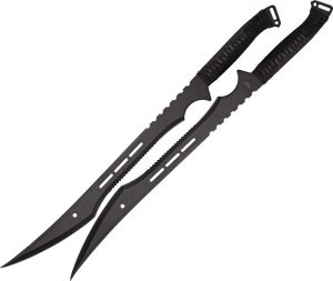 Twin Sword Set 27" Black Stainless Steel Fixed Blade Tactical