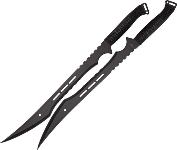 Twin Sword Set 27" Black Stainless Steel Fixed Blade Tactical