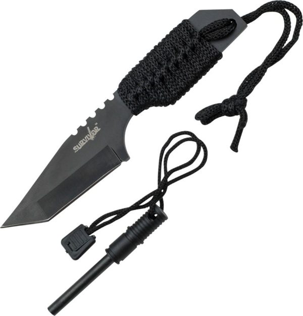 Survivor Fixed Blade Tanto Black Stainless Steel