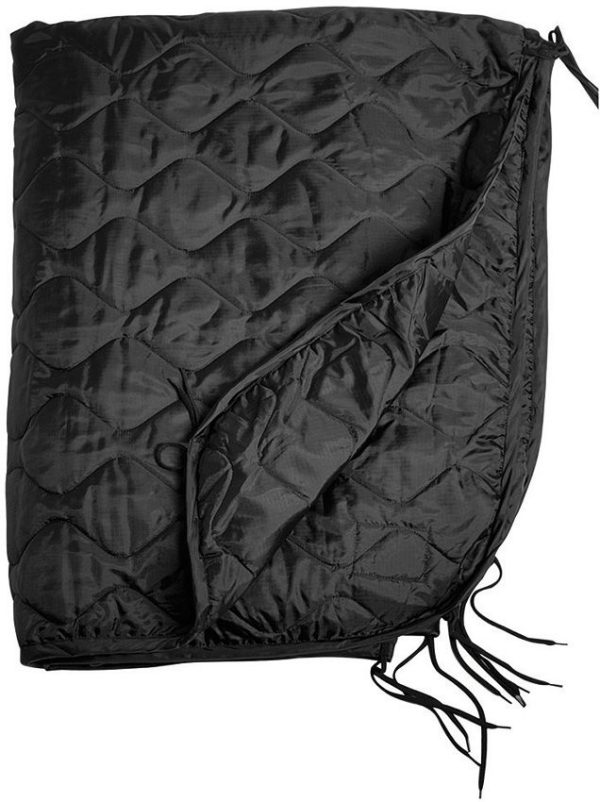 Mil-Tec Black Poncho Liner Blanket 82x59 Camping Survival Gear