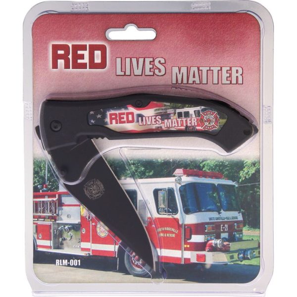 Miscellaneous Red Lives Matter Linerlock - Black ABS Handle