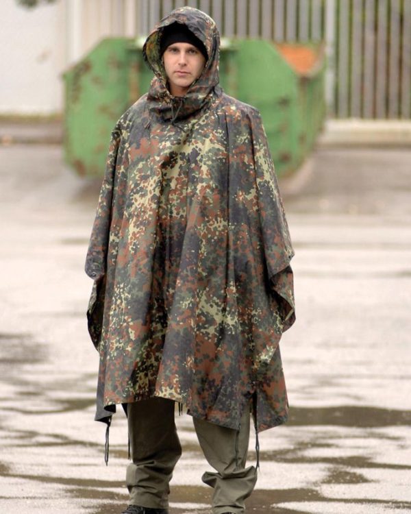 Mil-Tec Flecktarn Ripstop Poncho Tactical Camo Wetness Protection