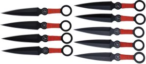 Perfect Point M4504 Throwing Knife Set Nine-Pack - Black Stainless
