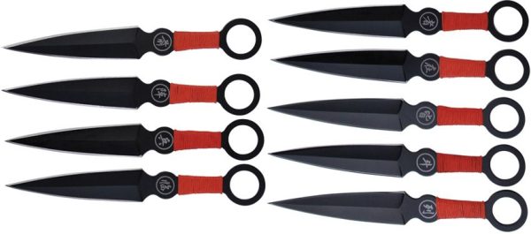 Perfect Point M4504 Throwing Knife Set Nine-Pack - Black Stainless