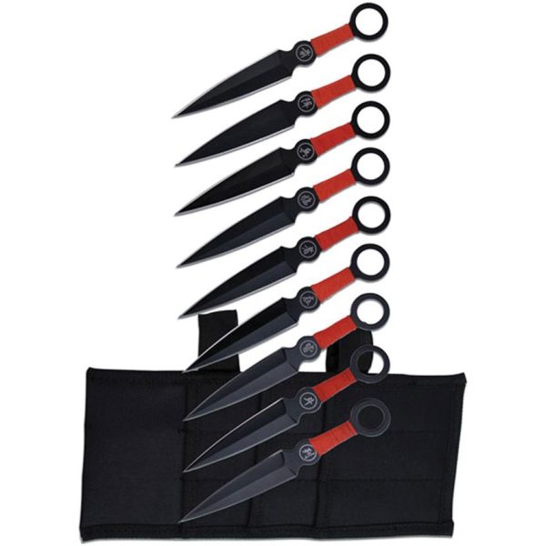 Perfect Point M4504 Throwing Knife Set Nine-Pack - Black Stainless