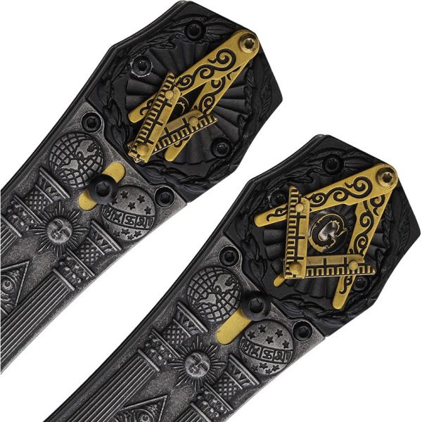 Masonic Linerlock Moving Logo - Black Stonewash