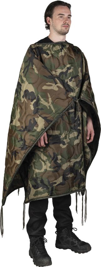 Mil-Tec Woodland Poncho Liner Sleeping Bag Emergency Quilt