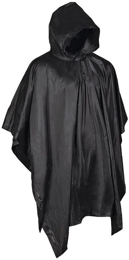 Mil-Tec Poncho Black Vinyl - Weather Protection