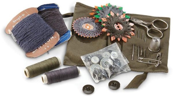German Sewing Kit Used - Metal Scissors & Needles