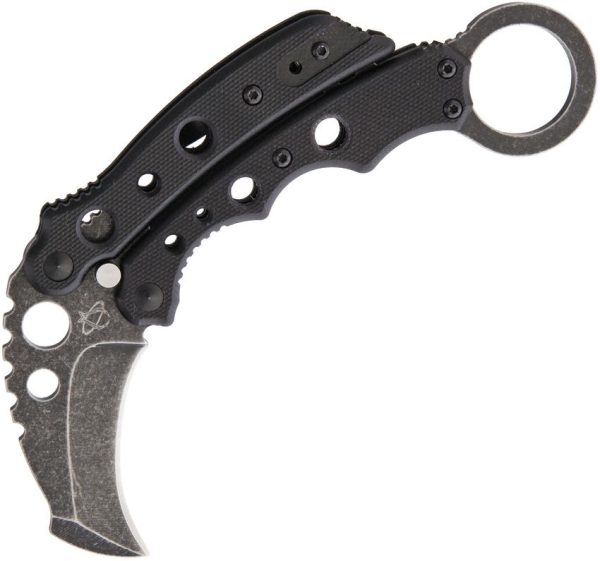 Mantis Vuja De Karambit Black Folding Knife Stonewash Blade