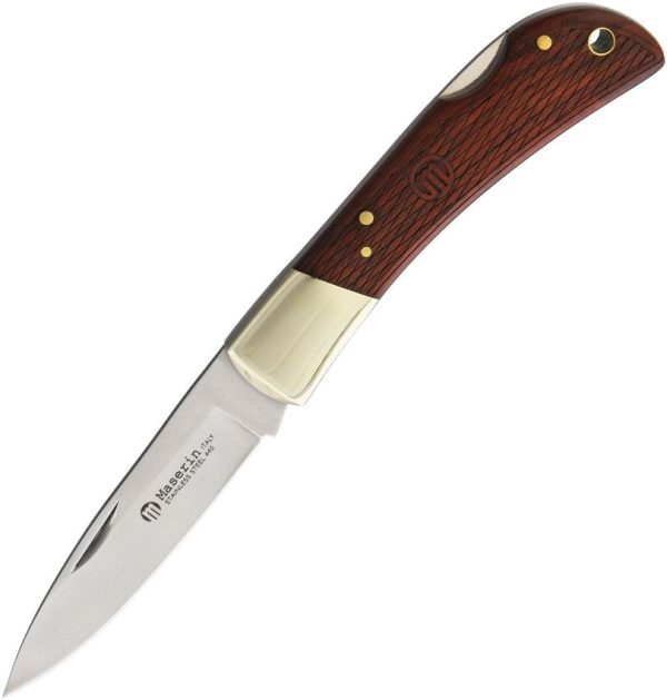Maserin Lockback Folding Knife 3" Stainless Blade Brown Wood
