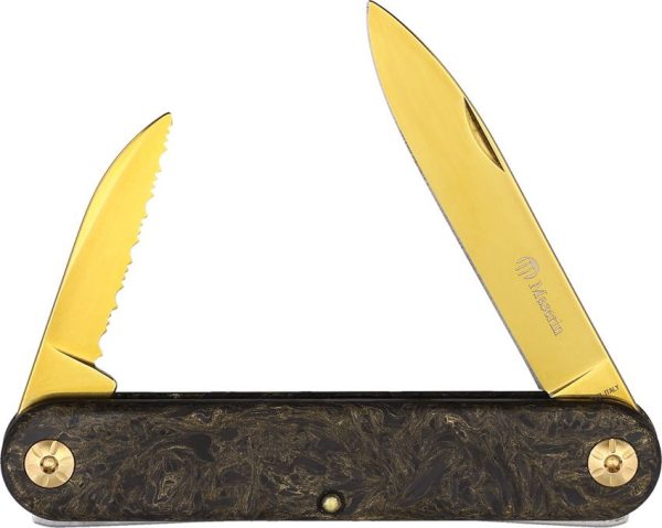 Maserin Folder Gold TiNi Folding Knife Fatcarbon Italian EDC