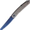 Maserin AM6 Framelock Damascus Folding Knife Blue Titanium