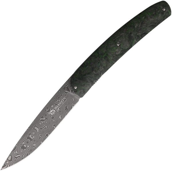 Maserin Gourmet Linerlock Damascus Folding Knife Carbon Fiber