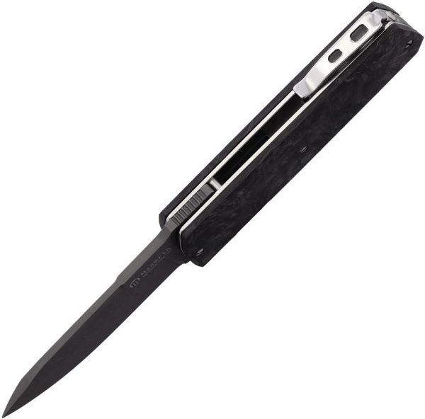 Maserin Silver Damascus Linerlock Folding Knife Carbon Fiber