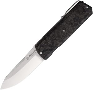 Maserin 410 Silver Linerlock Folding Knife Elmax Steel Carbon Fiber