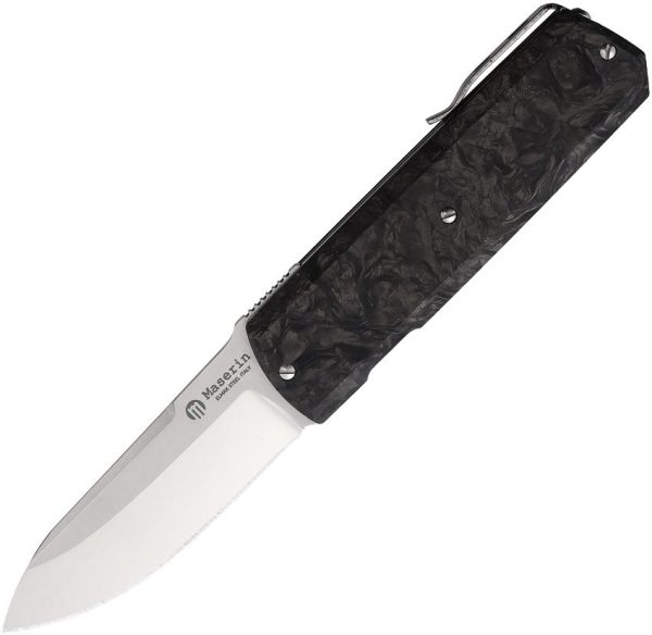 Maserin 410 Silver Linerlock Folding Knife Elmax Steel Carbon Fiber