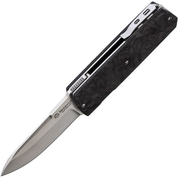 Maserin 410 Silver Linerlock Folding Knife Elmax Steel Carbon Fiber