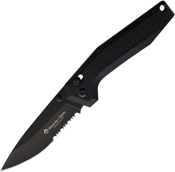 Maserin Sport Pivot Lock - Serrated 440SS Black G10