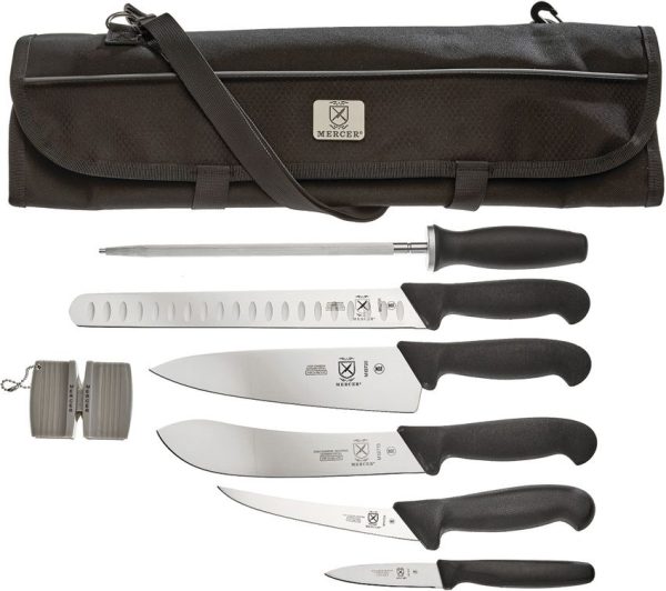 Mercer BPX 8PC BBQ Knife Set X50CrMoV15 Stainless Black GRN
