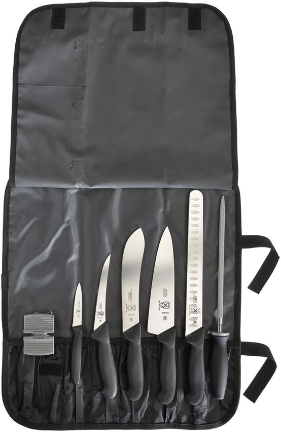 Mercer BPX 8PC BBQ Knife Set X50CrMoV15 Stainless Black GRN