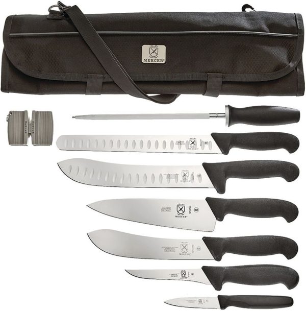 Mercer BPX Ultimate BBQ Set 9PC Knife Roll Kit