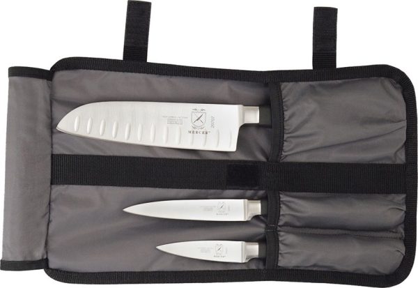 Mercer Genesis Starter Set 4PC Santoku Knife Roll Stainless