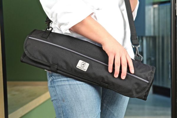 Mercer Knife Roll 7 Pocket Black Shoulder Strap Chef Storage