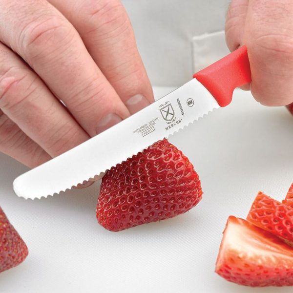 Mercer Utility Knife 4.13 inch Serrated - Red Handle