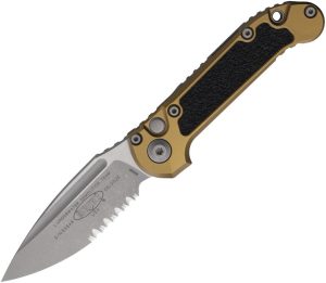 Microtech Auto LUDT GenIII Button Lock - Tan Aluminum