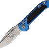 Microtech Auto LUDT GenIII Button Lock - Blue Aluminum