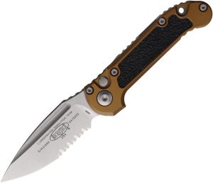 Microtech Auto LUDT GenIII Tan Aluminum Button Lock